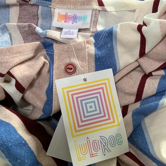 𝅺LulaRoe Striped Multicolored Romper Size Large - Picture 3 of 4